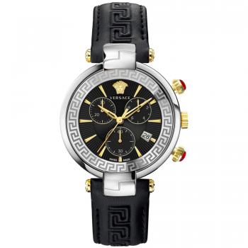 Versace Men's Chrono Leather Bracelet Watch, Gray, Size: ONE SIZE
