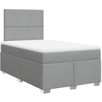 Cama box spring con colchón de muelles en tela gris claro 120x200 cm