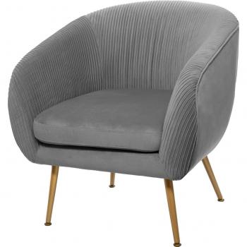 Sillón Terciopelo Gris Solaro de Atmosphera, diseño plisado, ideal para hogar