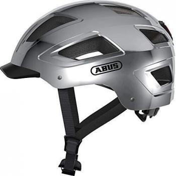 ABUS Hyban 2.0 Urban Bicycle Helmet with LED, Chrome Silver, Size L