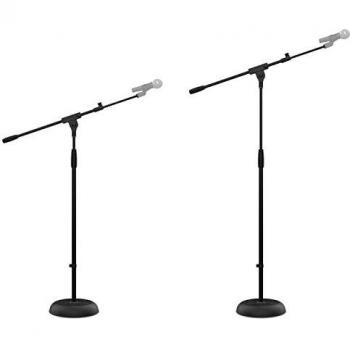 AUDIBAX - Base 10 Soporte para Micrófono - Soporte Metálico Tipo Jirafa - Brazo y Altura Ajustables - Base Redonda - Ideal Para Uso en Estudio Profesional, Casero y en Escenarios