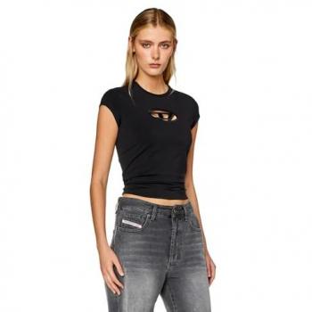 Diesel Peek-a-Boo Logo Black Cotton T-Shirt for Women - Size S