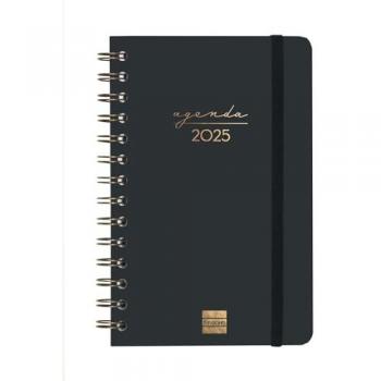 Agenda Espiral Alma 2025 - Finocam - Semana Vista Horizontal - Enero 2025 a Diciembre 2025 (12 meses) - Negro Catalán Multilingüe