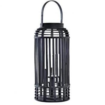 Farol DKD Home Decor Cristal Negro Bambú (24 x 24 x 51 cm)