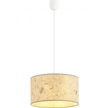 Lámpara colgante Aston de EMIBIG LIGHTING, Ø 35 cm, look de corcho, cilíndrica negra con pantallas de tela marrón, 1x E27