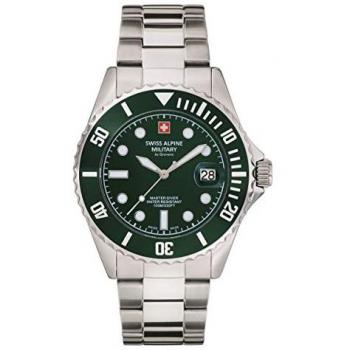 Reloj de buceo analógico para hombre Swiss Alpine Military 7053.1134, cuarzo, acero inoxidable, 42mm, 10ATM