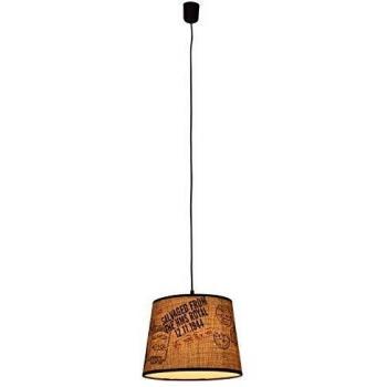 Lámpara Colgante Textil Print E27 1 Foco Máx. 60W, Color Marrón con Motivos Rojos y Negros