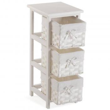 Mueble para el Baño Auxiliar Versa Pompei, 3 cajones, medidas 62 x 29 x 25 cm, material madera, color blanco, estilo nórdico