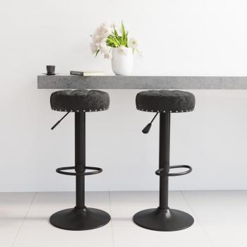 Taburetes de Bar de Terciopelo Negro - 2 Piezas, Diseño Elegante, Asiento Acolchado, Estructura Resistente, Altura Ajustable