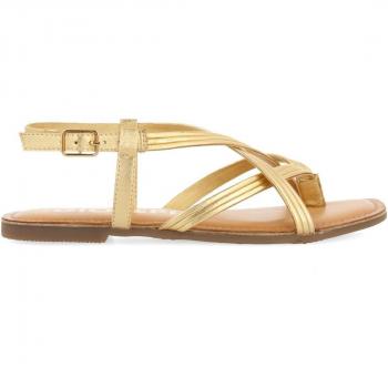 Gioseppo - Sandalias de Piel Doradas para Mujer con Tiras Cruzadas y Cierre Ajustable al Tobillo