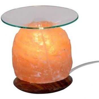 HIMALAYA SALT DREAMS 4041678003630 lámpara aromática natural con base de madera y fuente de cristal, aproximadamente 1,5 kg, incluye cable y bombilla