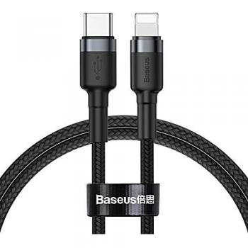 Baseus Cafule Cable USB-C a Lightning 18W QC3.0 1m Negro-Gris