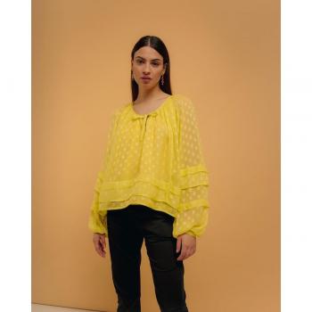 Blusa Niza Lunares Manga Larga Cuello Redondo
