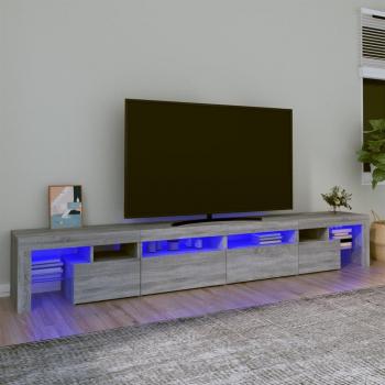 Mueble de TV con luces LED gris Sonoma 260x36,5x40 cm