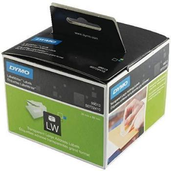 DYMO LabelWriter Large Address Labels 36mm x 89mm Clear Plastic, Pack of 260 (99013, S0722410)