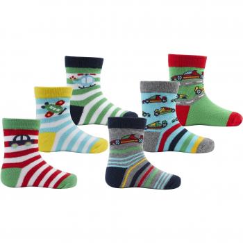 Zest bebé niños transporte & Mar caracteres algodón ricos calcetines multicolor 6 Pack Car + F1 S