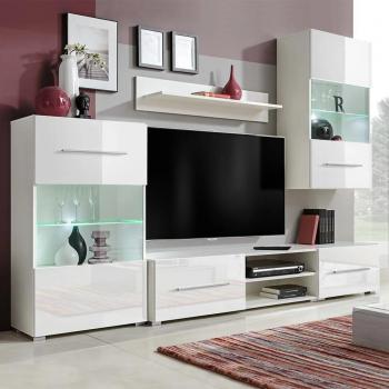vidaXL Juego de muebles de salón 5 piezas con iluminación LED
