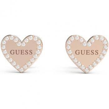 Pendientes Guess Heart to Heart de acero oro rosa