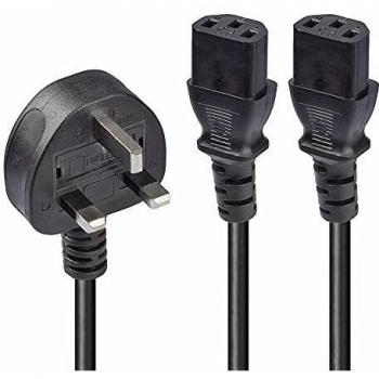 Lindy - Cable de extensión divisor de 3 pines a IEC (2 conectores C5 de 2,5 m) negro 2.5 Meters
