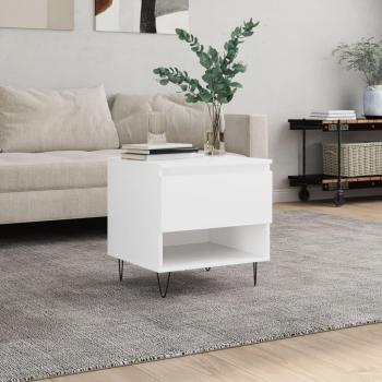 Mesa de estar blanca 50x46x50 cm en madera multicapa, mesa de centro de madera de ingeniería blanco