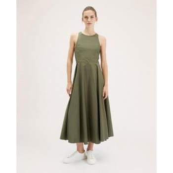 Vestido Largo Motivo con Cruce Posterior y Tirantes Elásticos Cruzados por Detrás