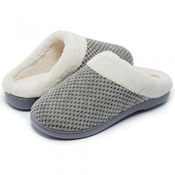 Kuako Zapatillas de Estar por casa con Forro de vellón para Mujer Antideslizantes Espuma de Memoria para Interiores Zapatos cálidos acogedores de la casa