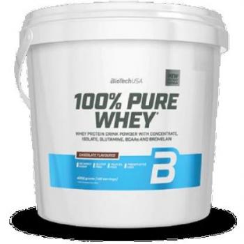 Biotech Usa 100% Pure Whey 4000g - Proteína en Polvo con BCAA y Glutamina - Sin Gluten, Sin Aceite de Palma