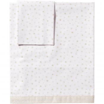 Praia E4221660 - Juego de sábanas para cuna de 60 x 120 cm, diseño de estrellas, color beige / blanco