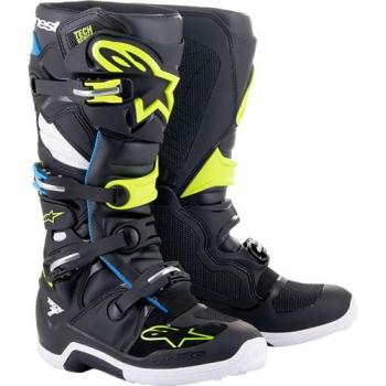 Alpinestars Botas de motocross Tech 7 Negro-Azul Esmaltado-Amarillo EU 40 1/2