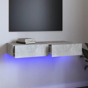 Mueble para TV con luces LED 90x35x15,5 cm en color gris hormigón, ideal para salón, incluye características como diseño moderno y funcionalidad