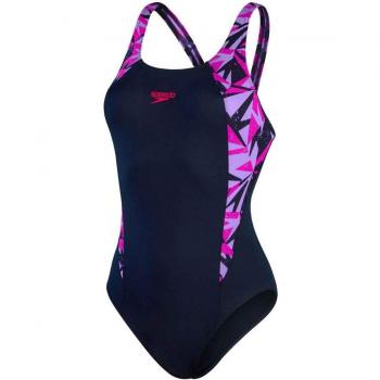 Bañador de mujer Speedo Splice Muscleback Hyperboom negro fucsia rosa claro - 34