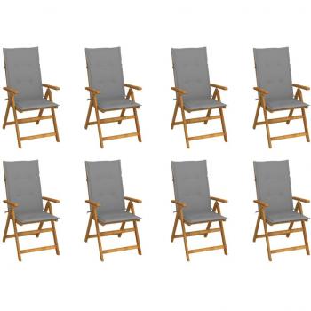 Folding Garden Chairs with Cushions, 8 pcs Solid Acacia Wood