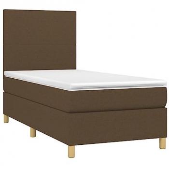 Cama Box Spring con Colchón Viscoelástico de Tela Marrón Oscuro 100x200 cm
