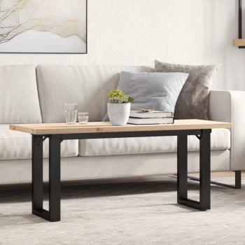 Mesa Centro VidaXL de Madera Maciza de Pino y Hierro, Dimensiones 110x40x45.5 cm, Color Marrón, Ideal para Salón o Comedor, Uso como Mesita Auxiliar o Mesa de Café