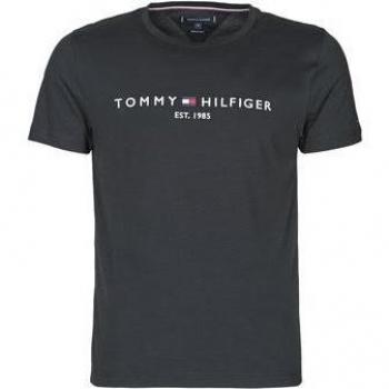 Tommy Hilfiger Men's Core Tommy Logo Tee 1985 Embroidered Jet Black T-Shirt