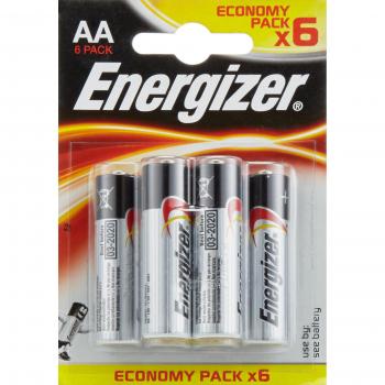 Energizer - Alkaline Power, Pack de 6 pilas AA, larga duración para uso cotidiano, sin sulfatación y mantiene carga 10 años