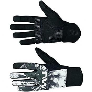 Guantes largos Northwave Fast Gel Reflex negros reflectantes - M