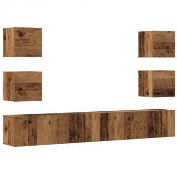 Muebles de TV de Pared 6 uds Madera Vieja Madera de Ingeniería