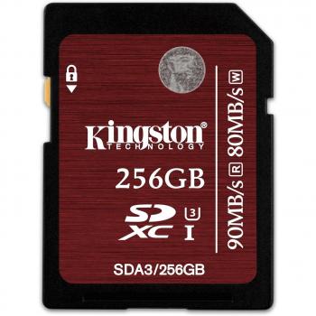 Kingston SDA3/256GB - Tarjeta de Memoria SDHC/SDXC UHS-I U3, 256 GB velocidades 90R/80W