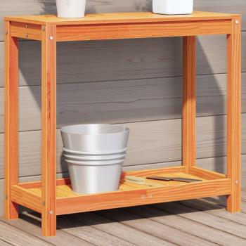 Mesa de Plantación y Estante de Madera Maciza Marrón 82,5x35x75 cm