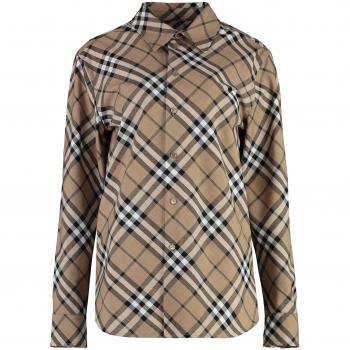 Burberry Women's Classic Checked Cotton Shirt in Beige | Size S | 8093314158995 Color C1202