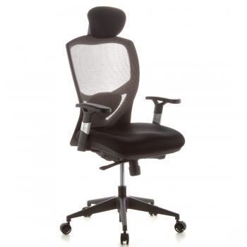 hjh OFFICE 657130 Silla de Oficina Venus Base Asiento Tejido/Respaldo en Malla Gris/Negro, Soporte Lumbar Flexible, Respaldo con Ajuste de Altura