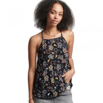 Camiseta Sin Mangas Vintage Playa Superdry Olivia Paisley Negra S