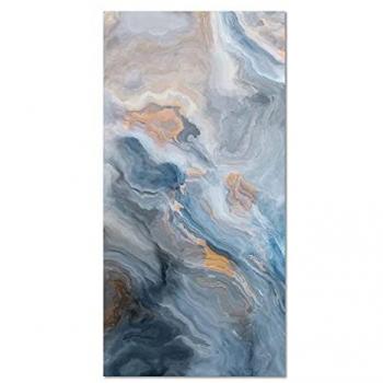 Alfombra Vinílica Antideslizante Mármol Azul y Naranja 80x300 cm - Ignífuga y Antihongos