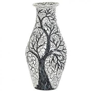 Jarrón DKD Home Decor Árbol Blanco Negro, Cristal y Terracota, dimensiones 29 x 29 x 60 cm
