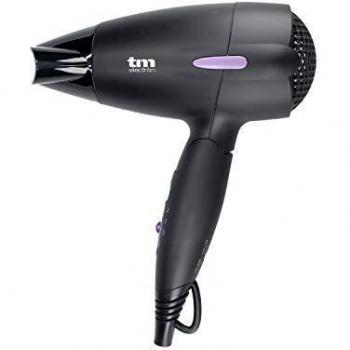 Tm Electron TMHD110 - Secador de pelo de viaje plegable con proteccion por sobrecalentamiento y boquilla concentradora estrecha, 1500 W