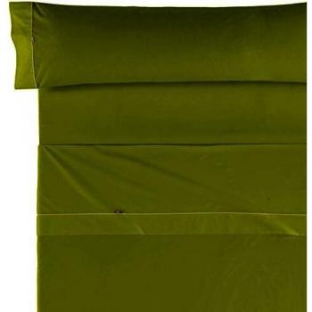 Es-Tela - Juego de sábanas liso con biés, color pistacho, cama de 135/140 cm., algodón-poliéster, 3 piezas
