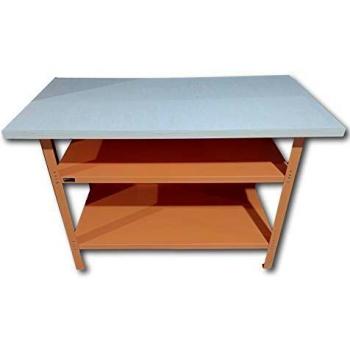 METALLMOBELL. MB008N. MESA DE TRABAJO 120X60X84Cm, CON 2 ESTANTES Y PATAS REGULABLES EN ALTURA Y TABLERO DE 3Cm DE ESPESOR