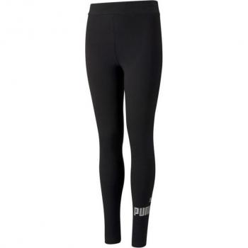 Camiseta Puma ESS+ Logo Nudos Rosa y Leggings Puma ESS+ Logo Ajustados Negros