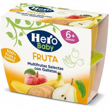 Hero Baby Tarrinas Multifrutas selecas con Galleta - 6 Packs de 4x100gr
